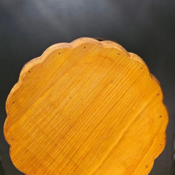 Pier One Rustic Hand Carved Pumpkin Bowl With Metal Handles and Leaf Accent - Picture 4 of 10